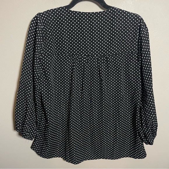 Savanna Jane Black Polka Dot Floral Embroidered Blouse BOHO - Picture 2 of 6